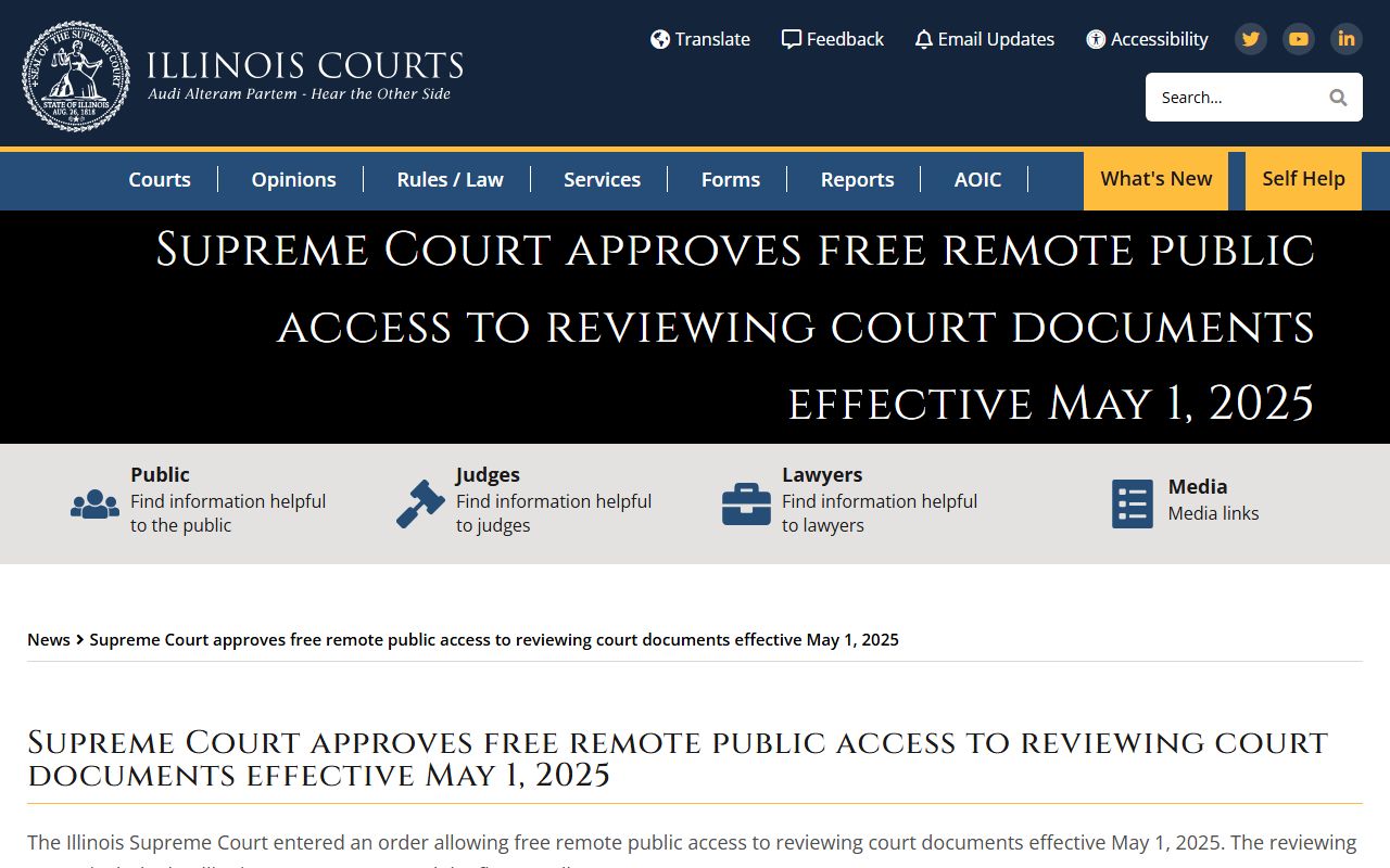 Illinois Supreme Court approves free remote access to DuPage appellate court dockets