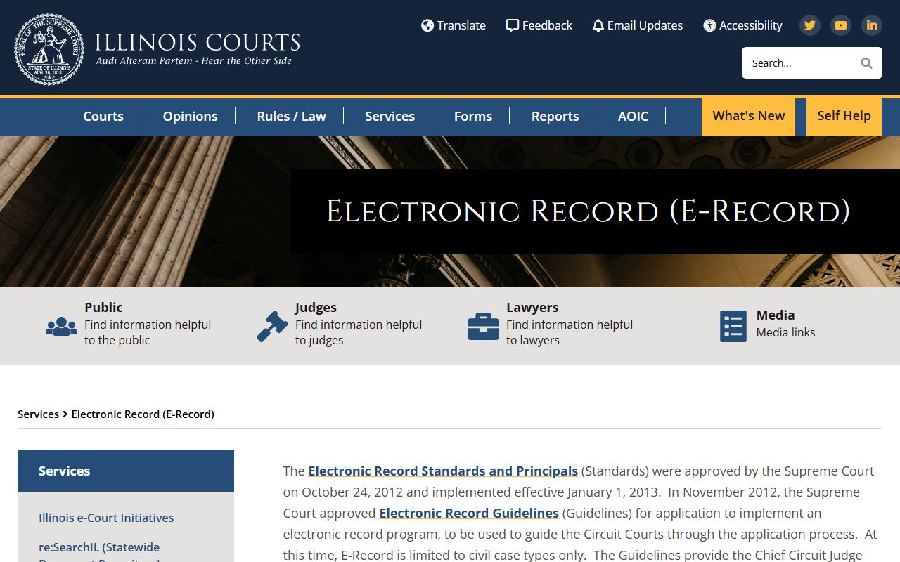 Illinois Courts E-Record program for DuPage County court records