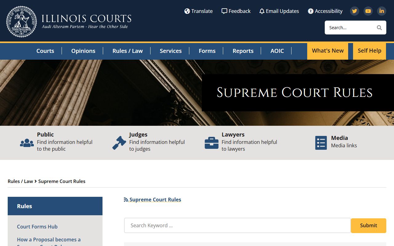 Illinois Supreme Court Rules index covering DuPage County court records