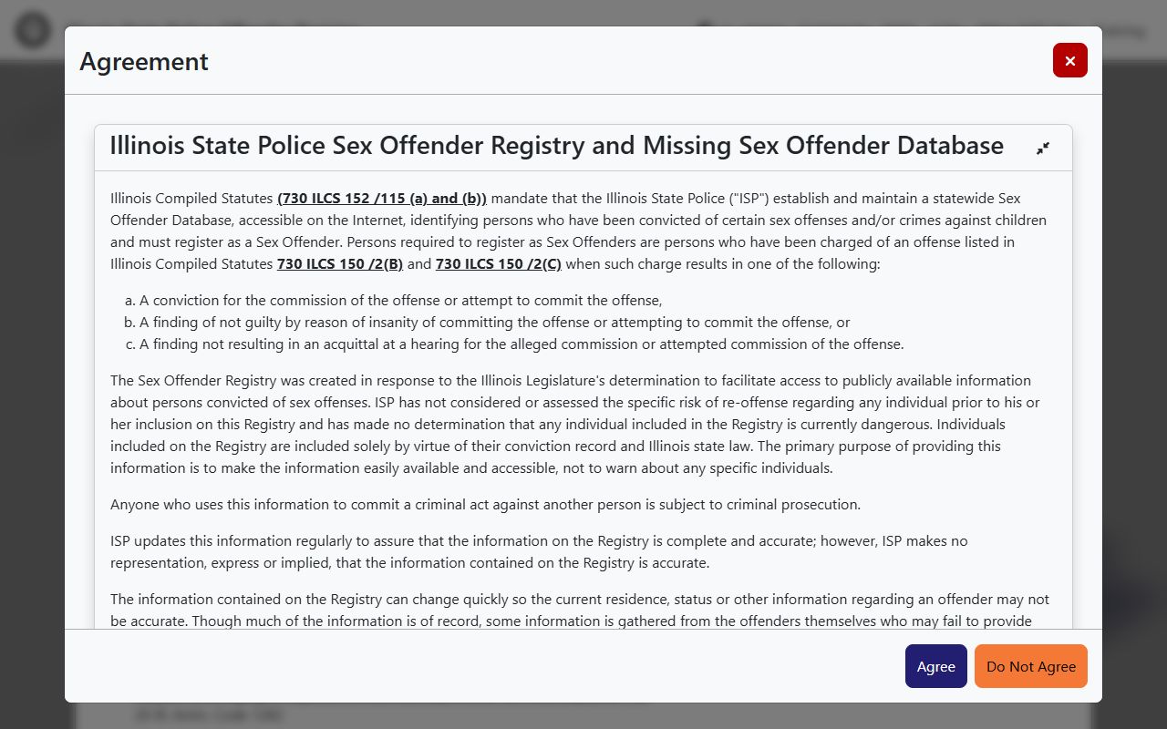 Illinois State Police sex offender search for DuPage criminal records