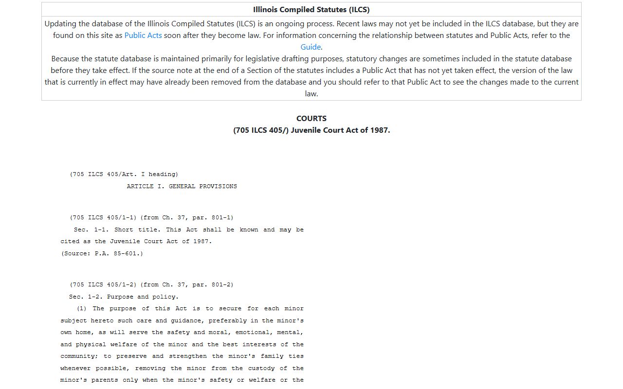 Illinois Juvenile Court Act statute for DuPage juvenile criminal records