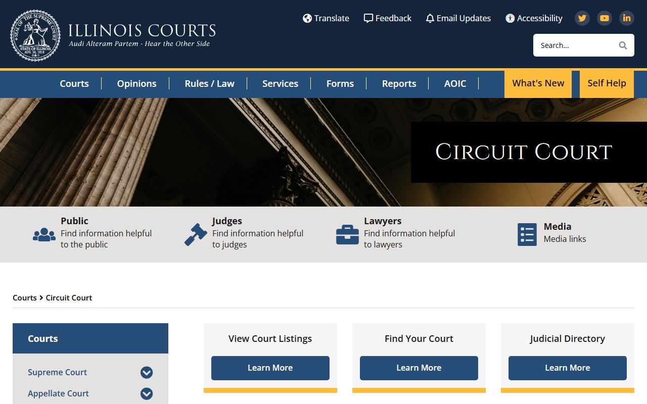 Illinois Courts circuit court page describing DuPage County Circuit Court records