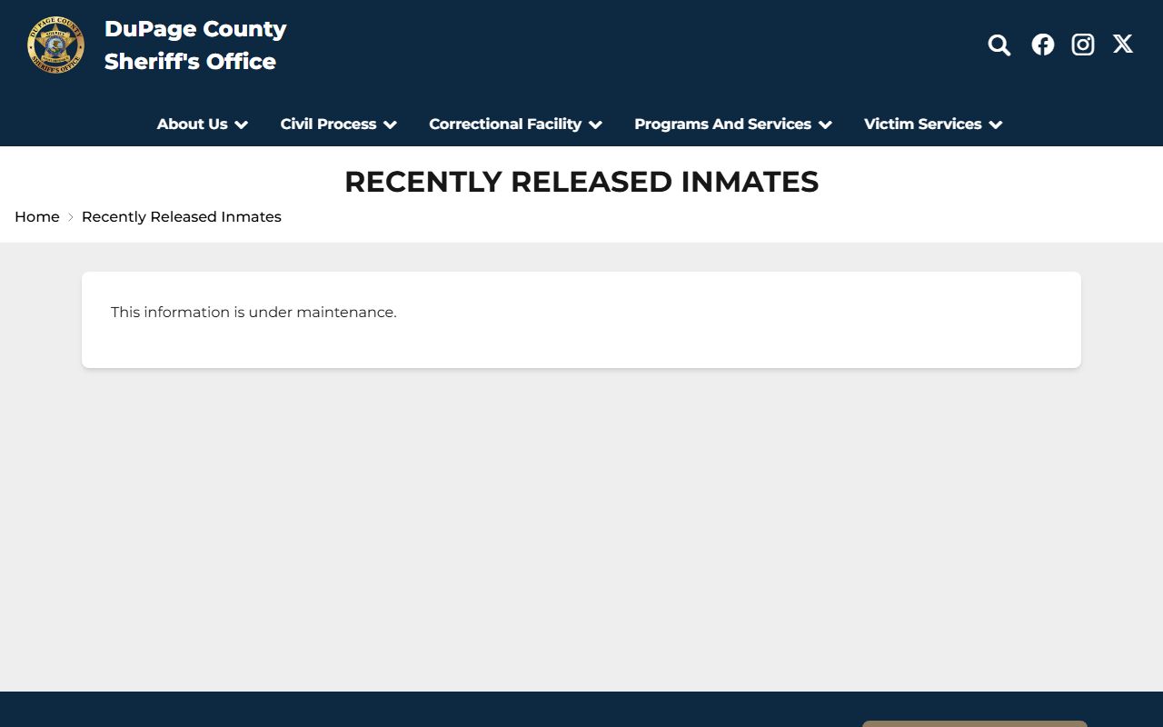DuPage Sheriff recently released inmates page in FAQ