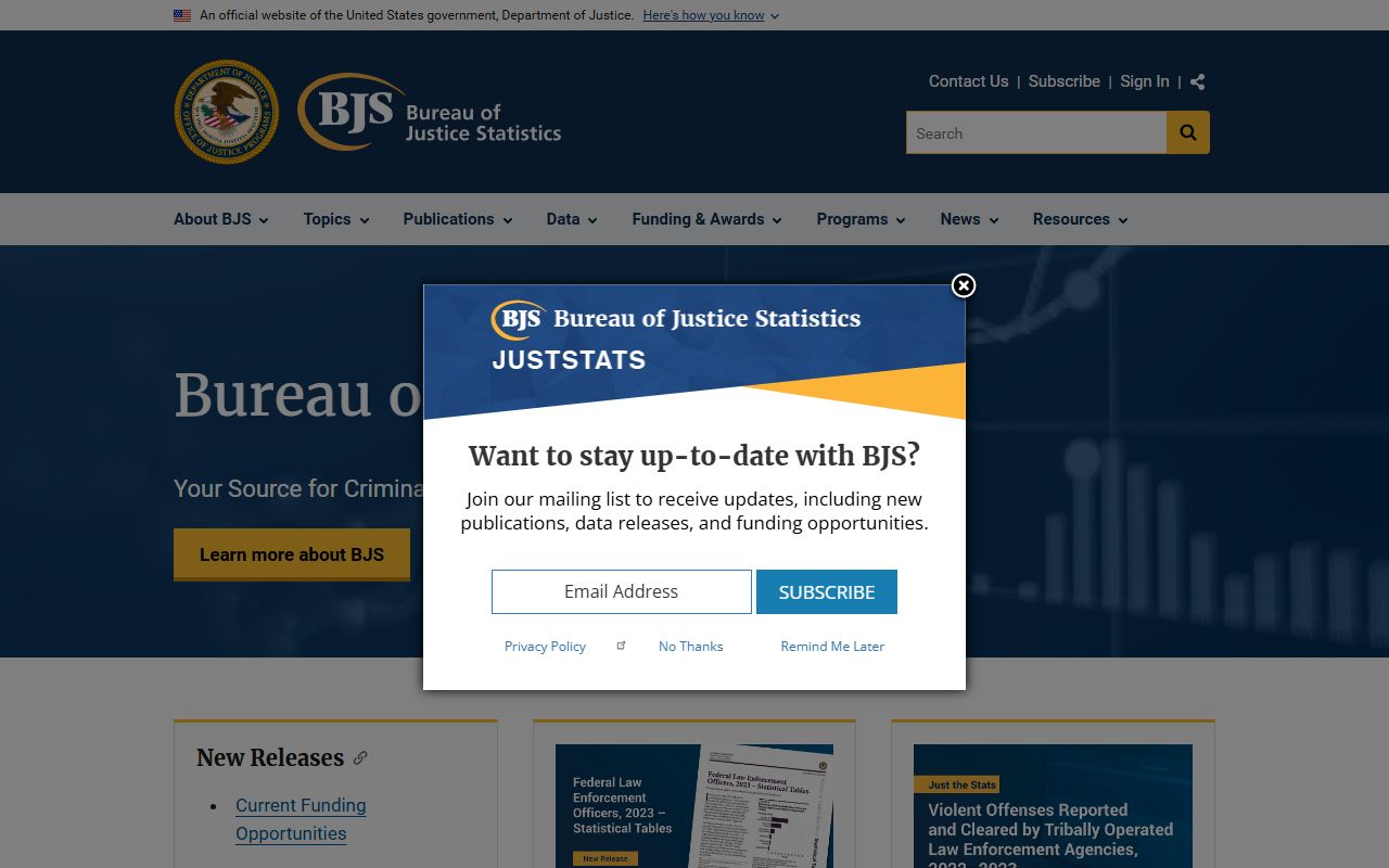 Bureau of Justice Statistics page providing context for DuPage jail population