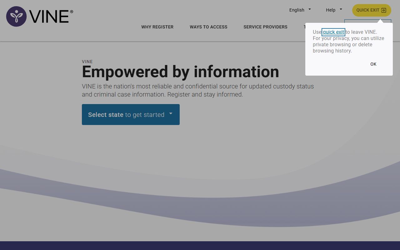 VINELink national victim notification system for DuPage warrant records