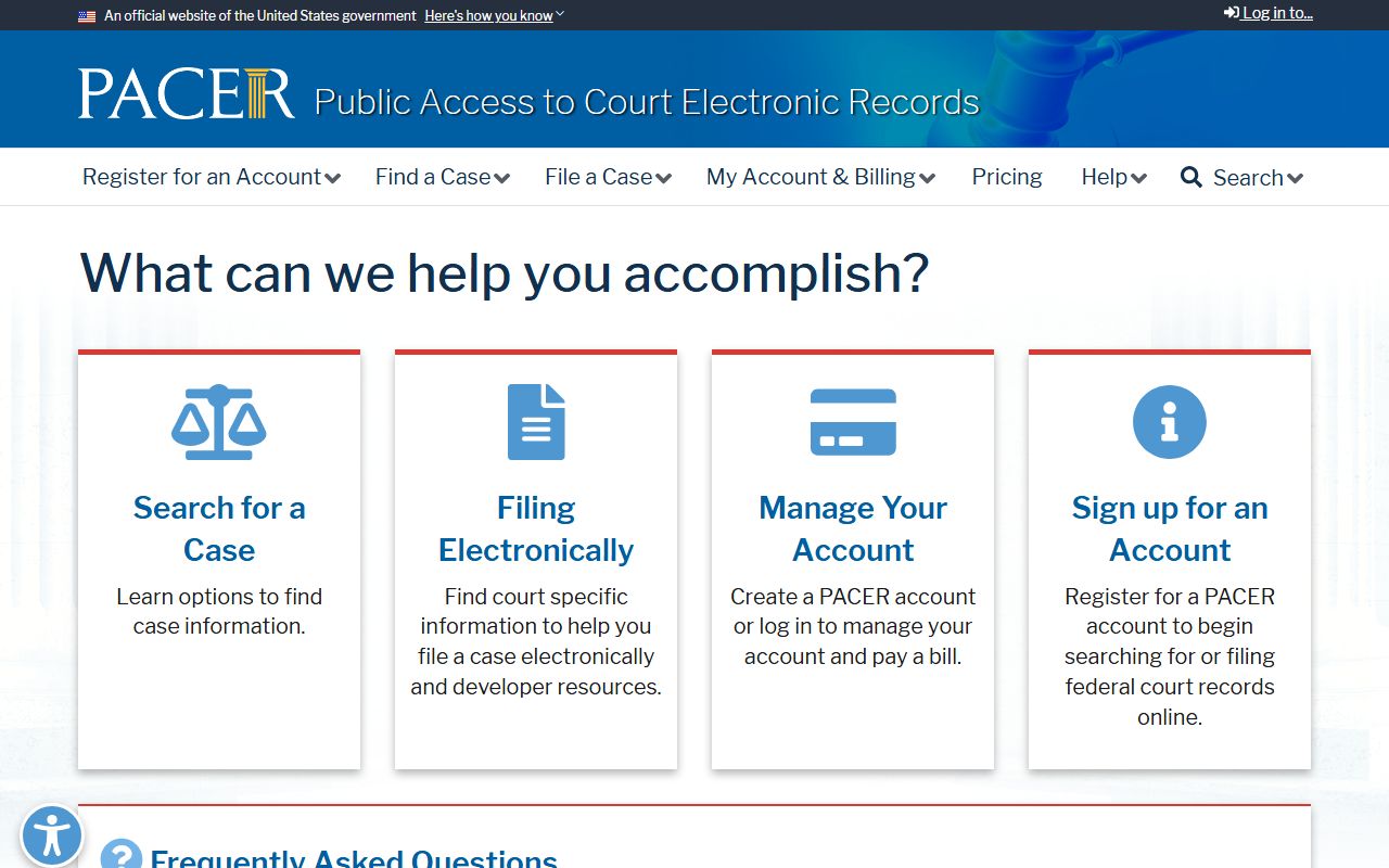 PACER federal court access portal relevant to DuPage warrant records